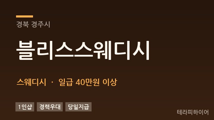 경북 경주시 블리스스웨디시 스웨디시 채용