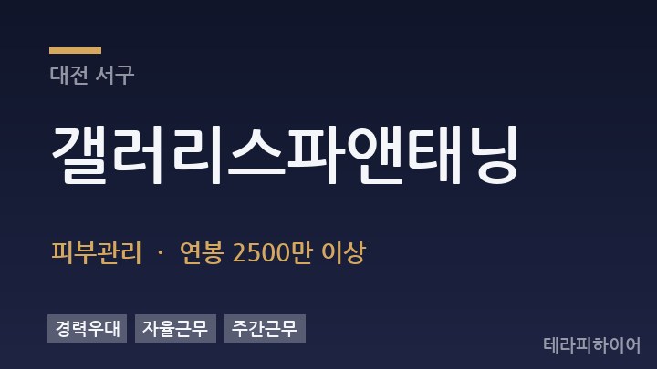 대전 서구 갤러리스파앤태닝 피부관리 채용