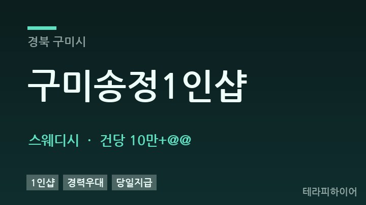 경북 구미시 구미송정1인샵 스웨디시 채용