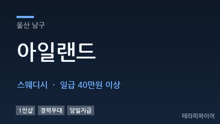 울산 남구 아일랜드 스웨디시 채용